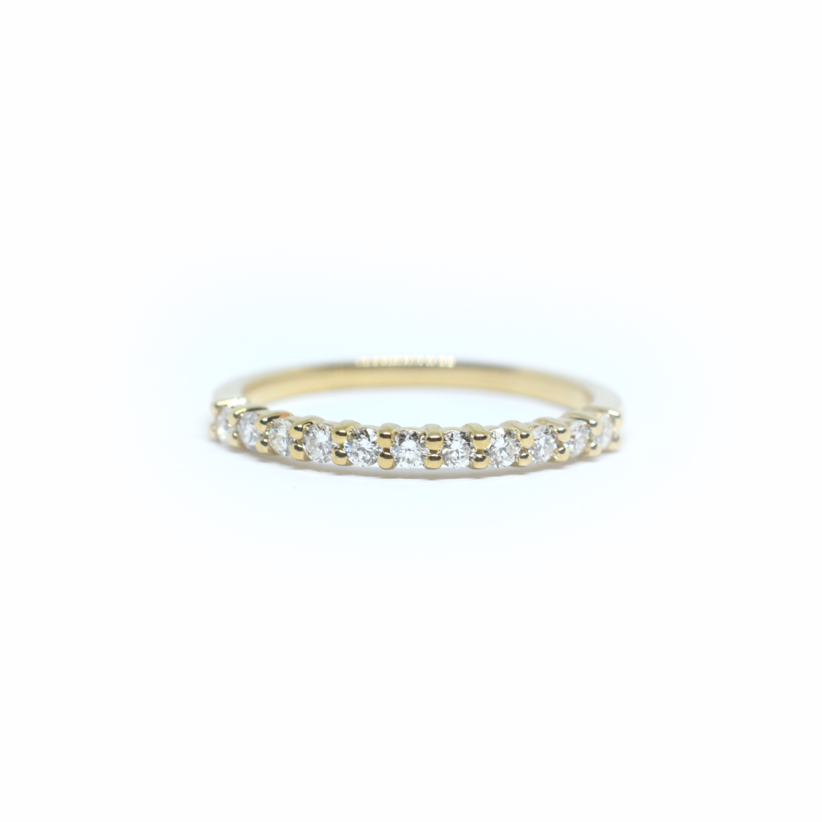 14K Gold Half Diamond Wedding Band