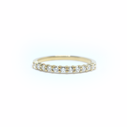14K Gold Half Diamond Wedding Band