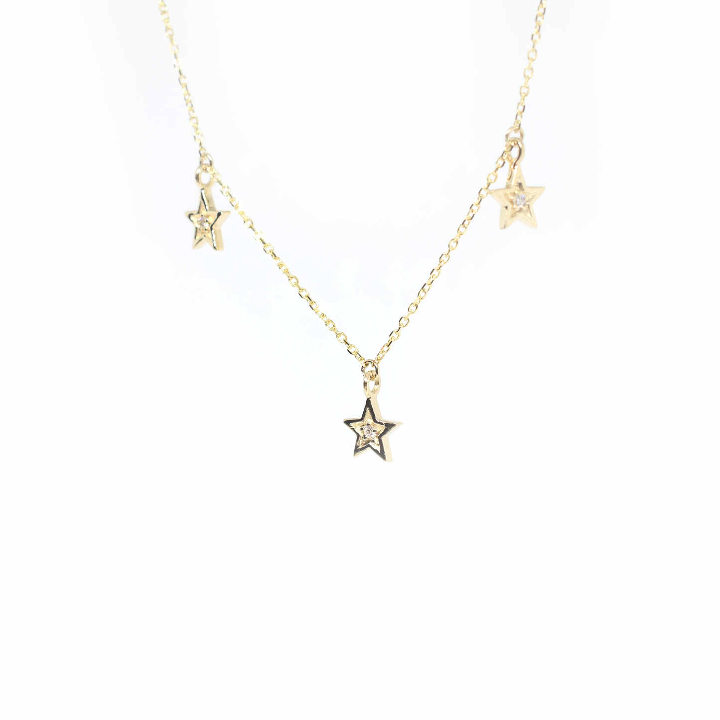 14k Gold Diamond Five Star Necklace
