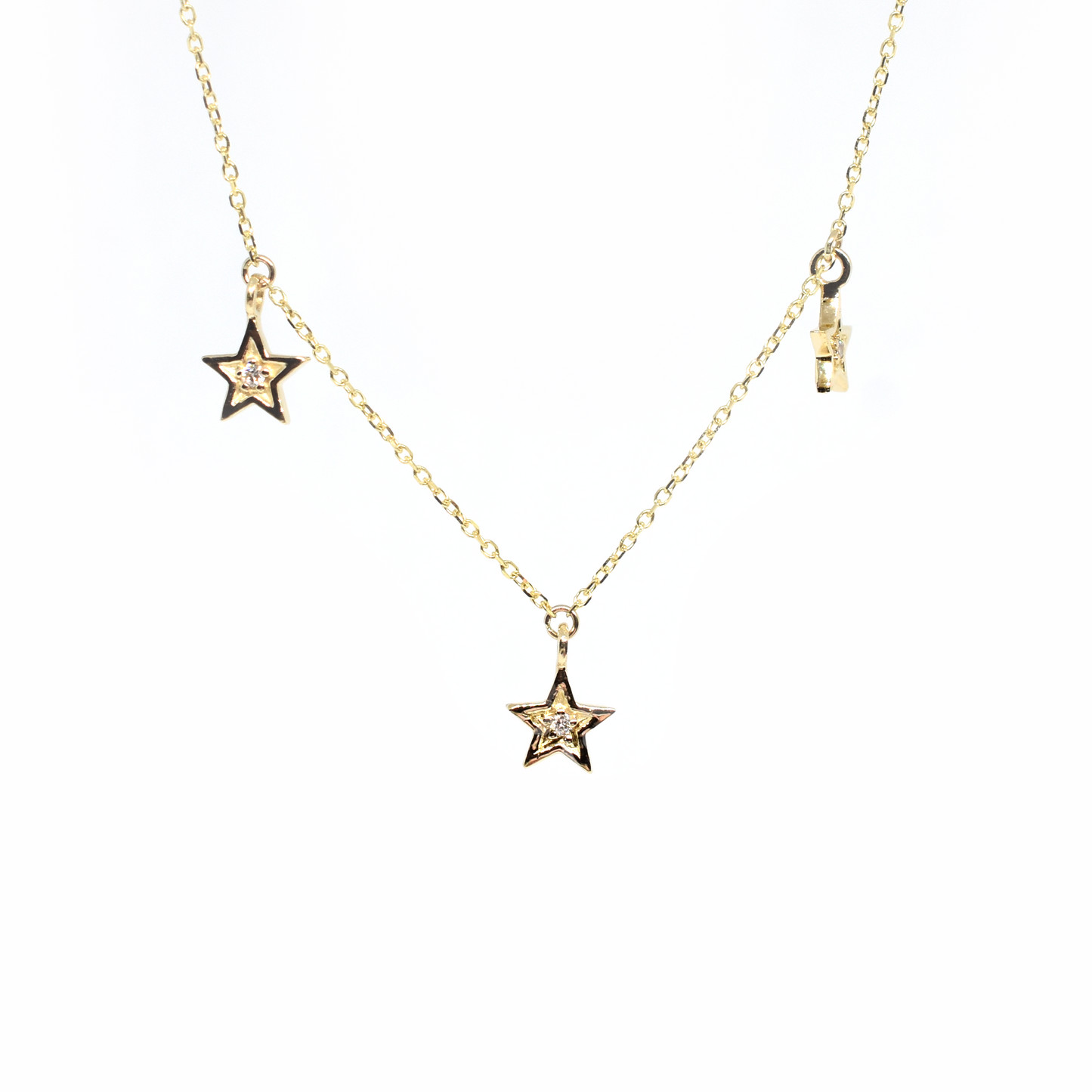 14k Gold Diamond Five Star Necklace