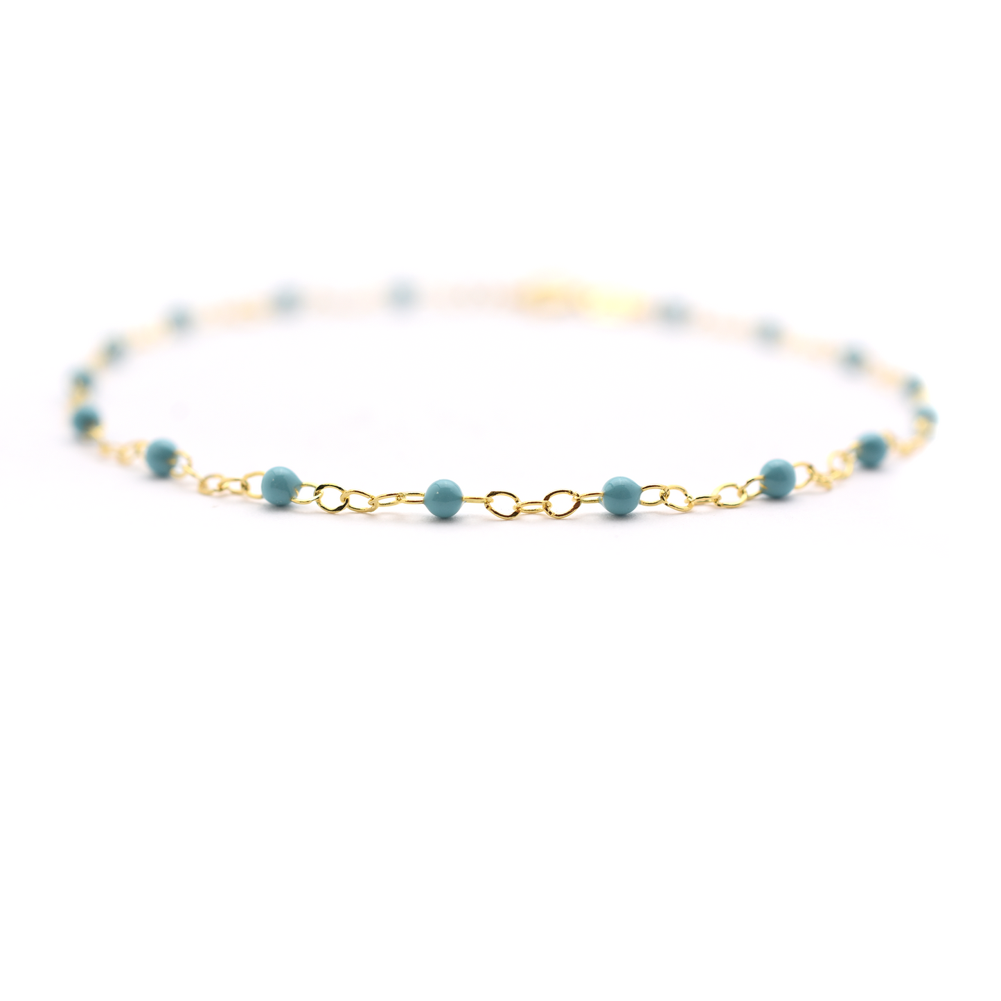 14K Turquoise Beaded Chain Bracelet