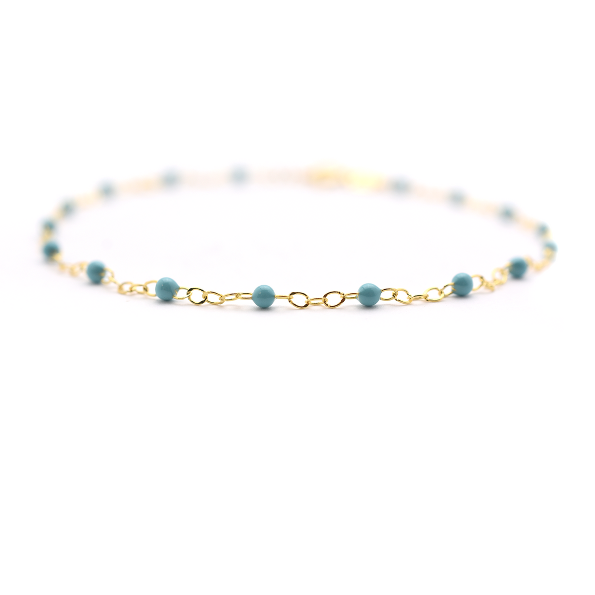 14K Turquoise Beaded Chain Bracelet