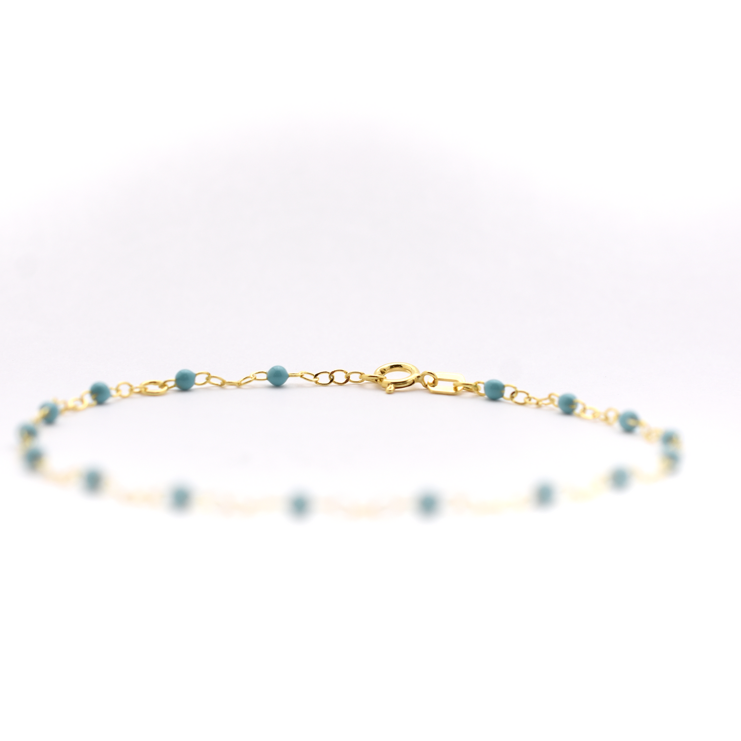 14K Turquoise Beaded Chain Bracelet