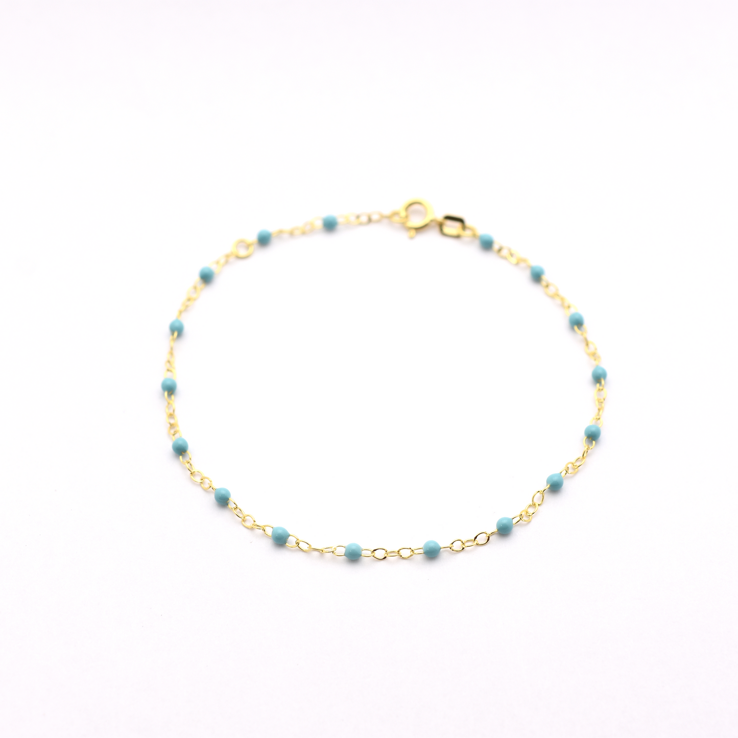 14K Turquoise Beaded Chain Bracelet