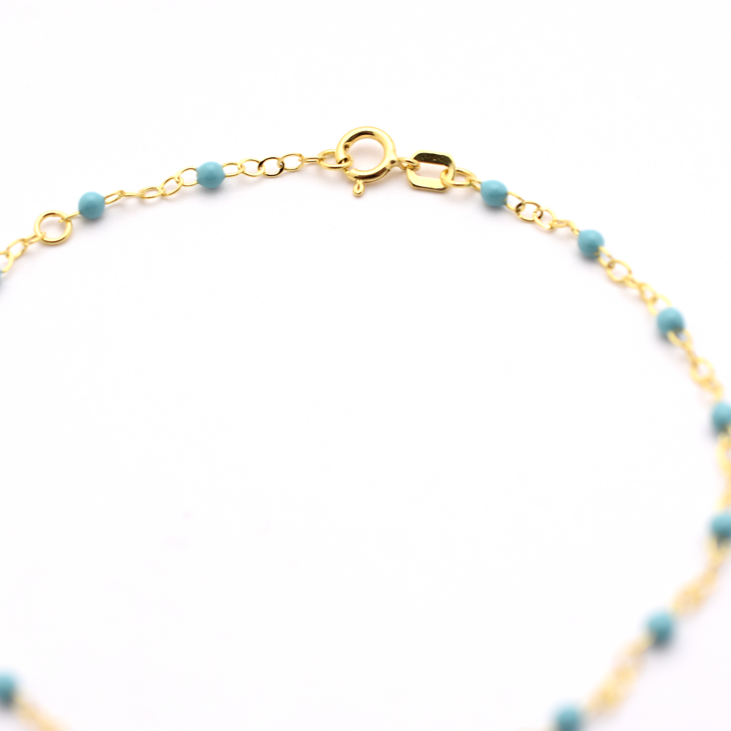 14K Turquoise Beaded Chain Bracelet