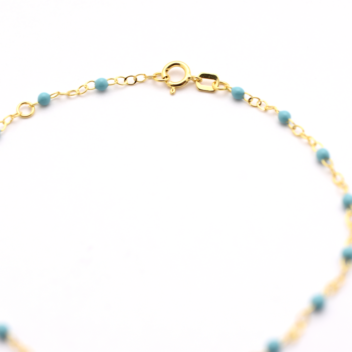 14K Turquoise Beaded Chain Bracelet