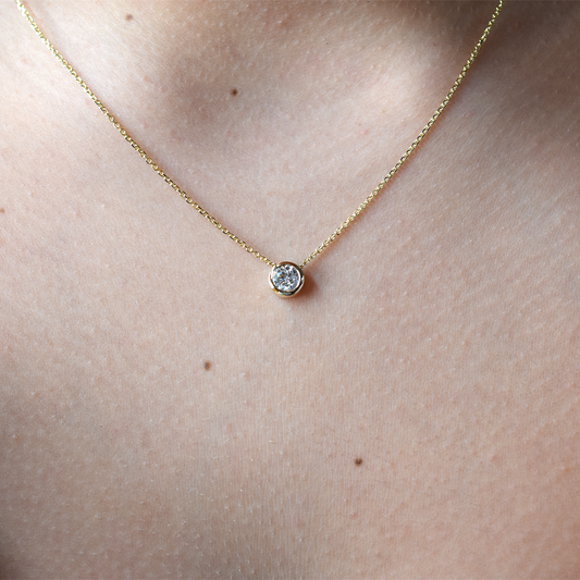 14K Gold 0.45ct Diamond Bezel Necklace