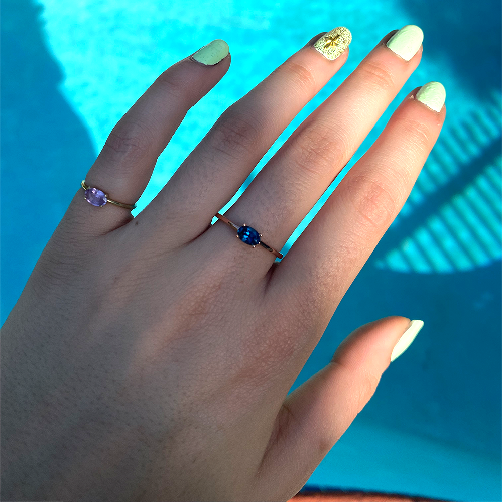 14K Gold Oval London Blue Topaz Ring