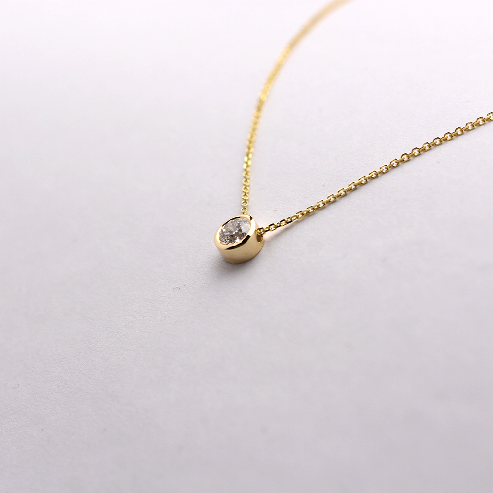 14K Gold 0.45ct Diamond Bezel Necklace