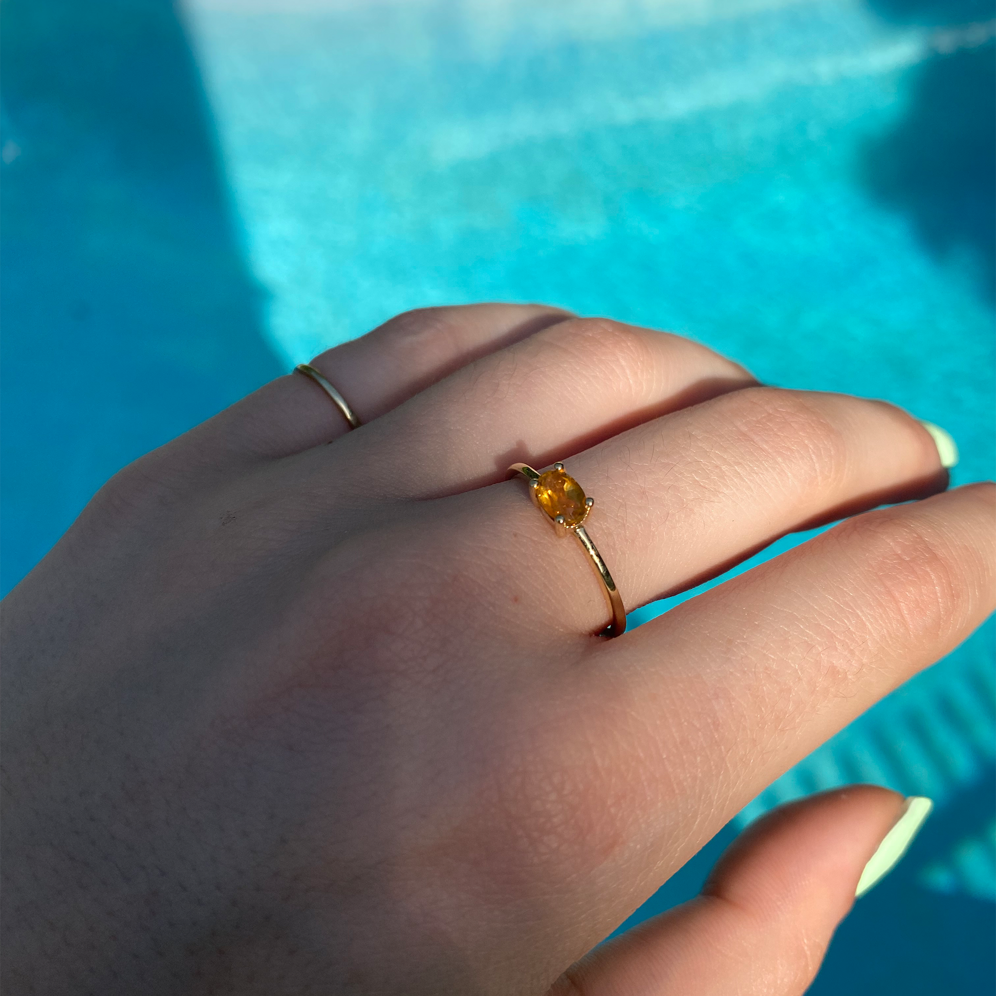 14k gold yellow citrine ring November birthstone