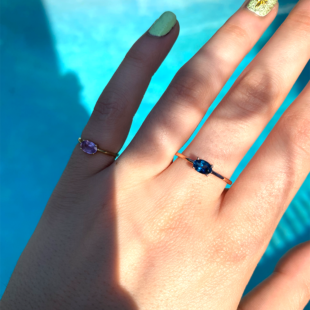 14K Gold Oval London Blue Topaz Ring