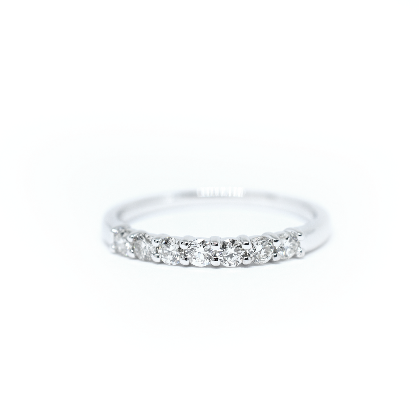 14K White Gold 7 Diamond Wedding Band