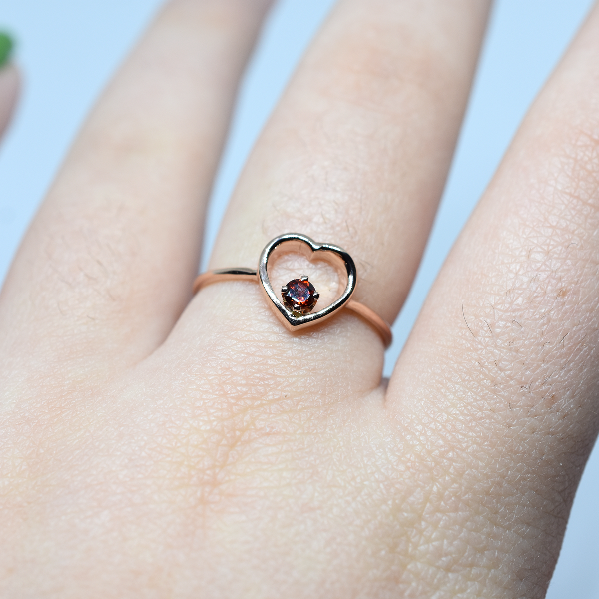 14K Gold Garnet Heart Ring