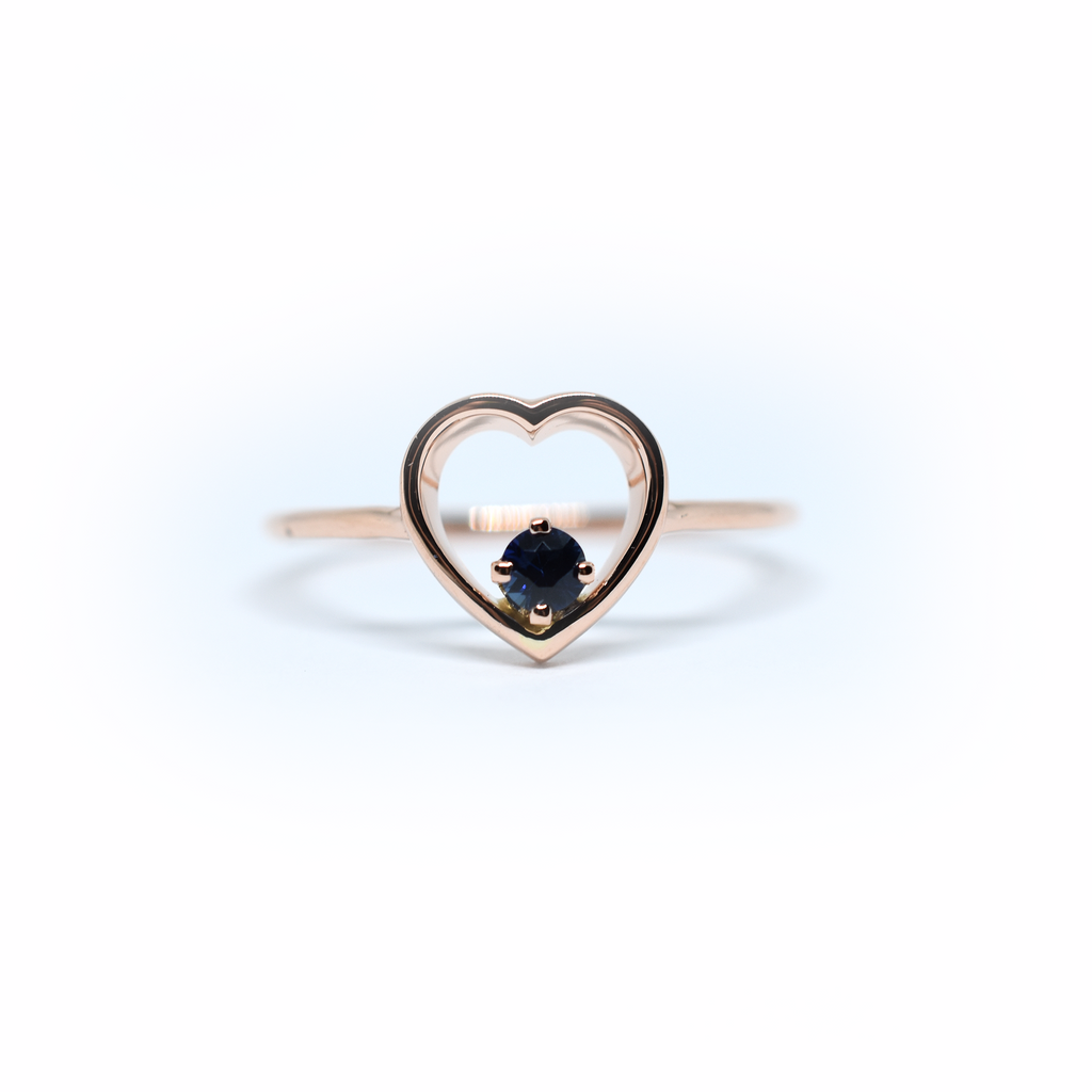 14K Gold Sapphire Heart Ring