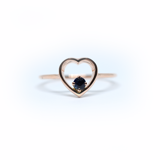 14K Gold Sapphire Heart Ring
