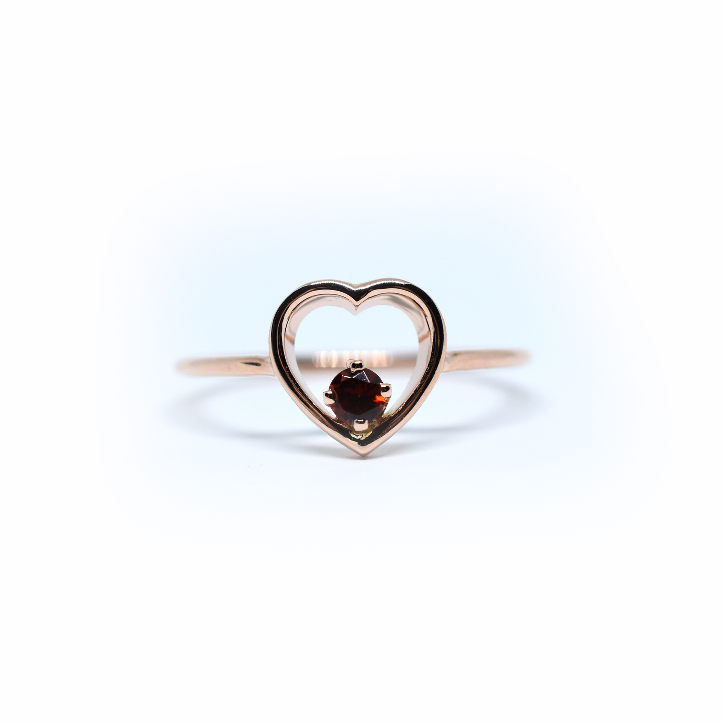 14K Gold Garnet Heart Ring