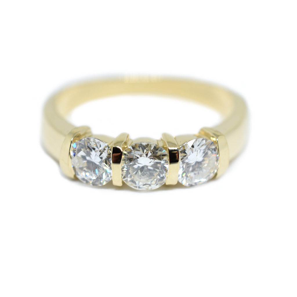 14K Gold 3 Diamond Wedding Band 1.00 ct