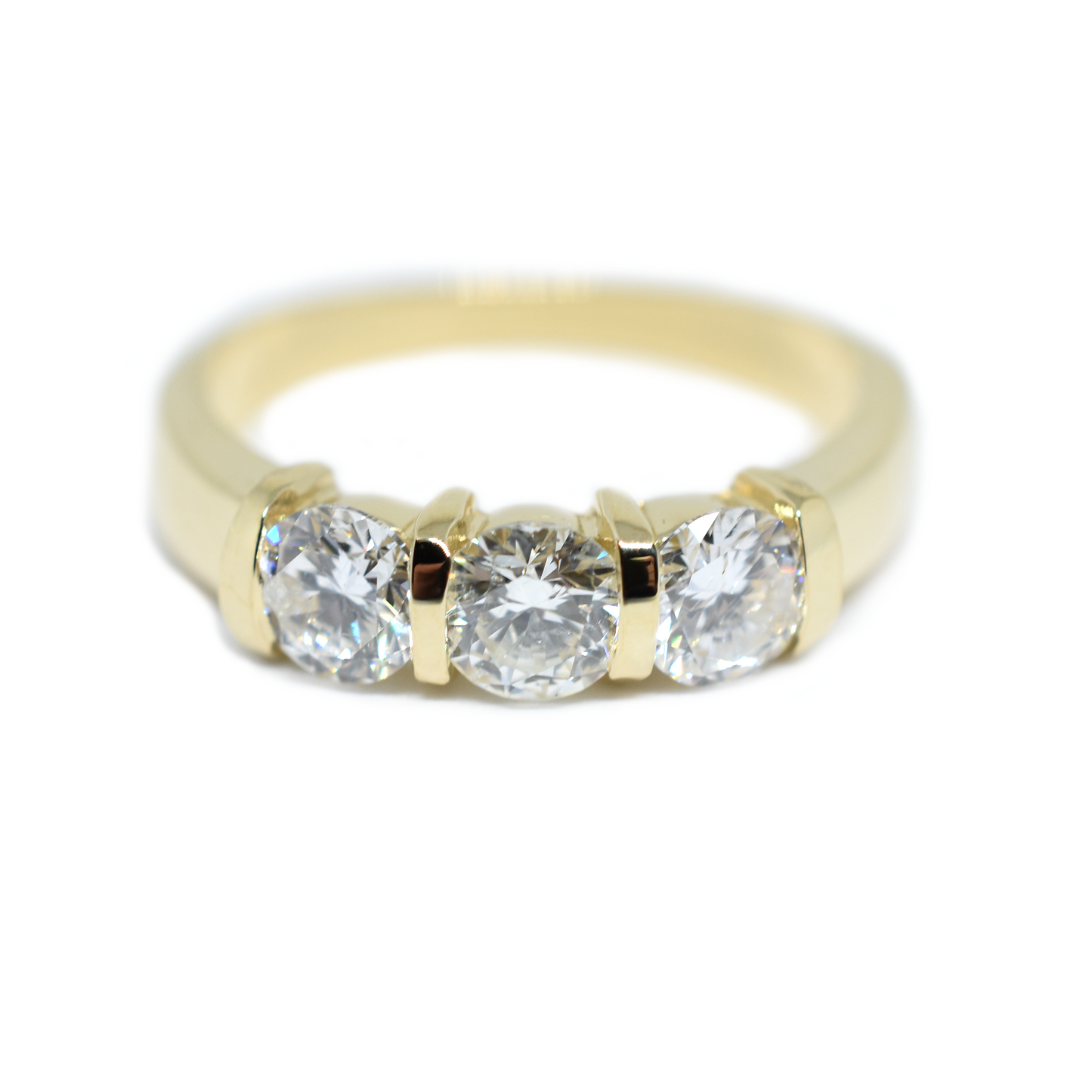 14K Gold 3 Diamond Wedding Band 1.00 ct