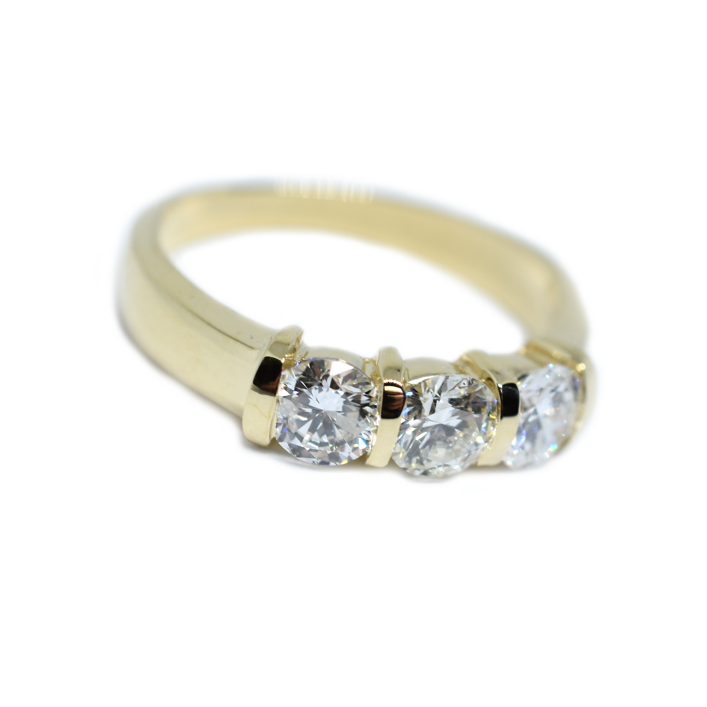 14K Gold 3 Diamond Wedding Band 1.00 ct