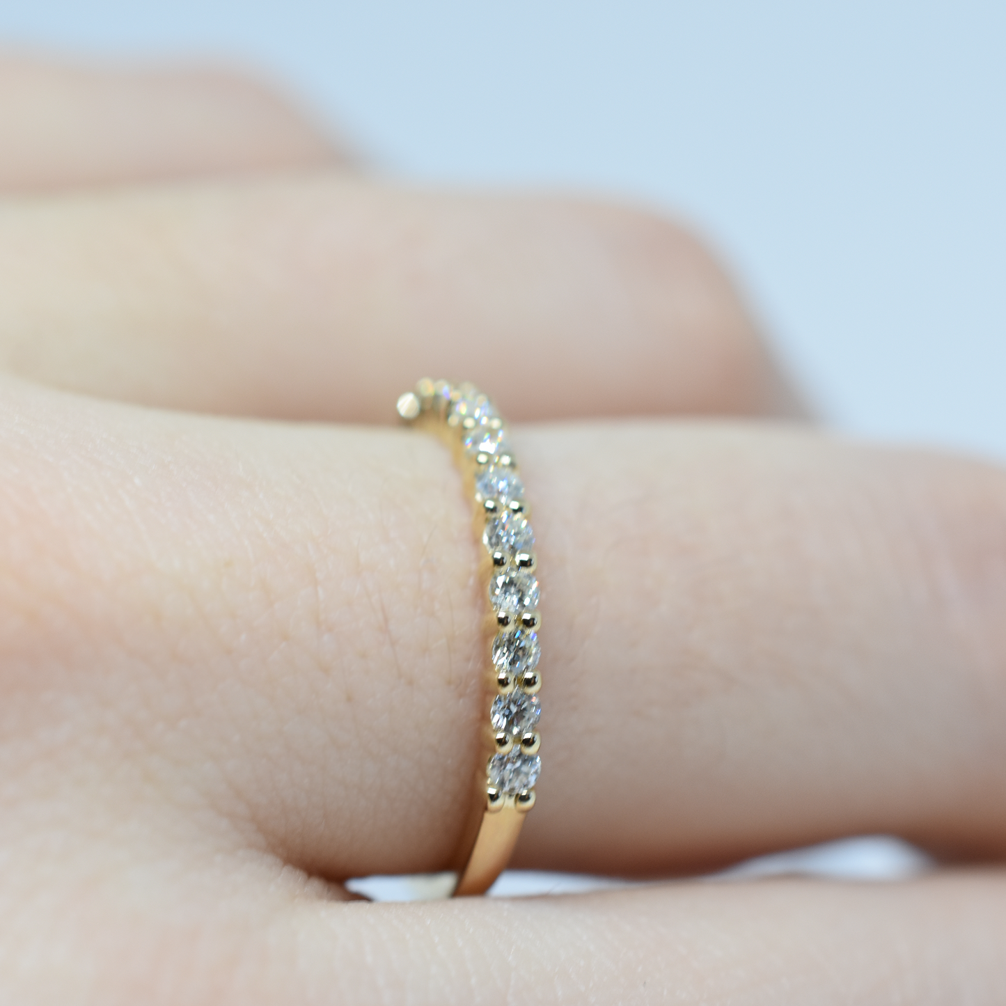 14K Yellow Gold 11 Diamond Wedding Band