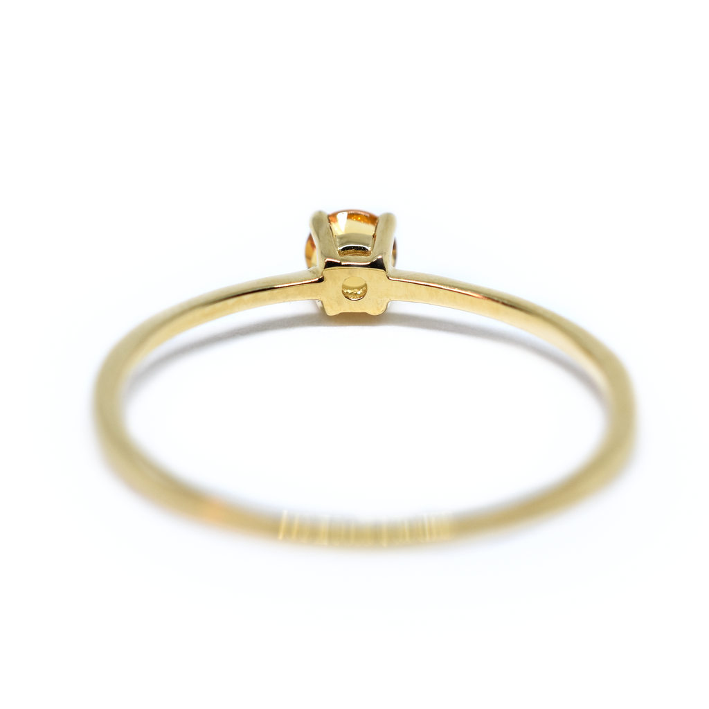 14K Gold Round Yellow Topaz Ring