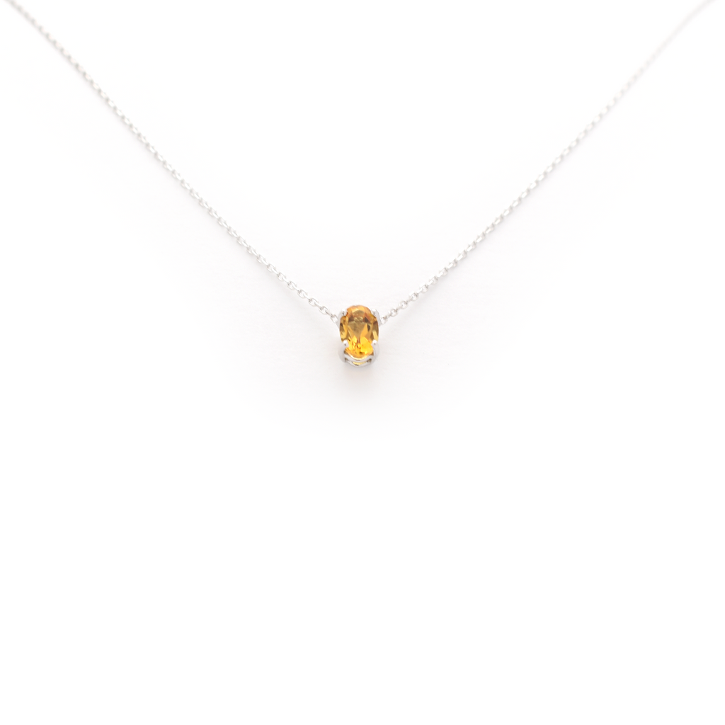 Yellow Topaz Oval Necklace