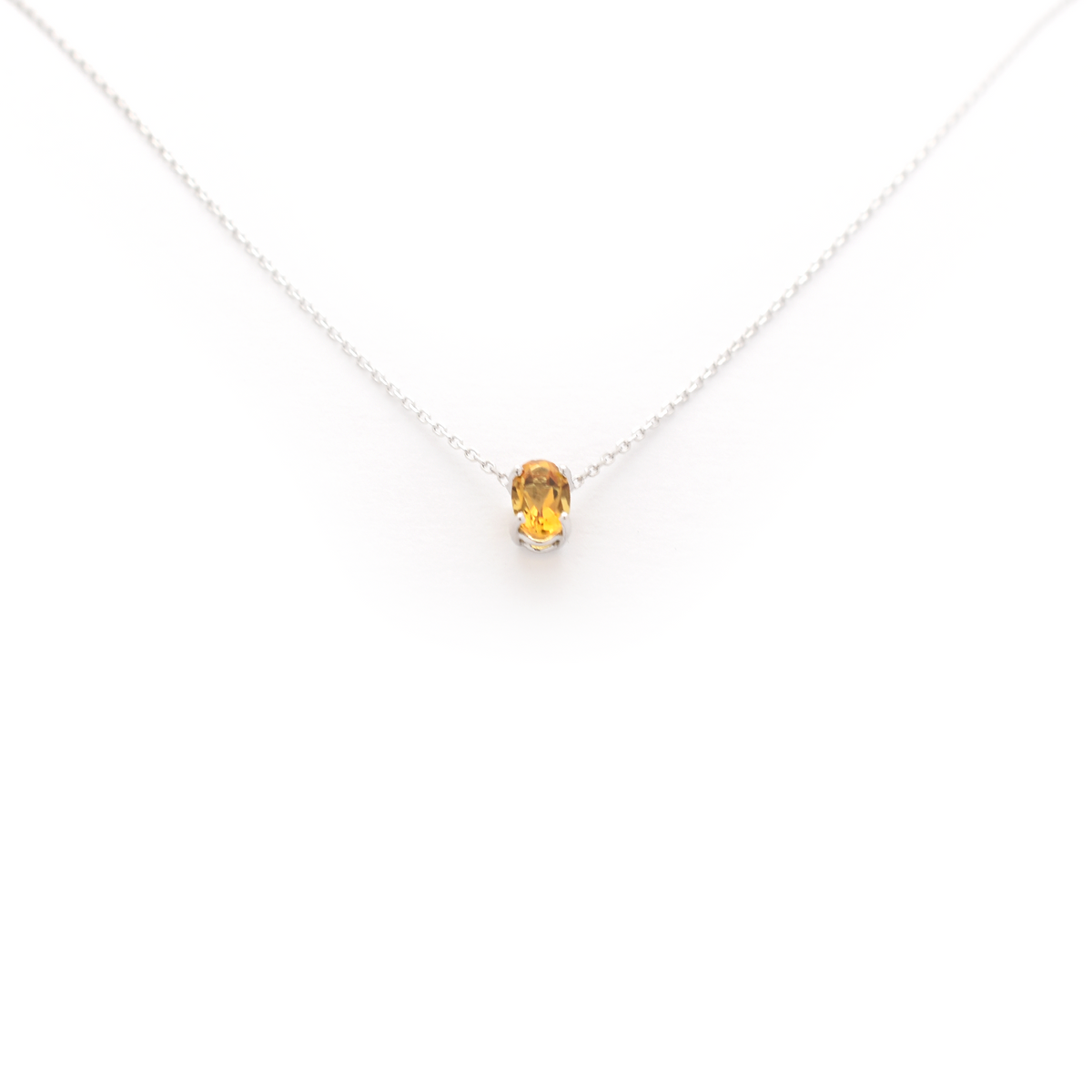 Yellow Topaz Oval Necklace