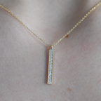 14k Gold Horizontal Diamond Bar Necklace 0.10 ct