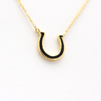 14k Black Enamel Horseshoe Necklace