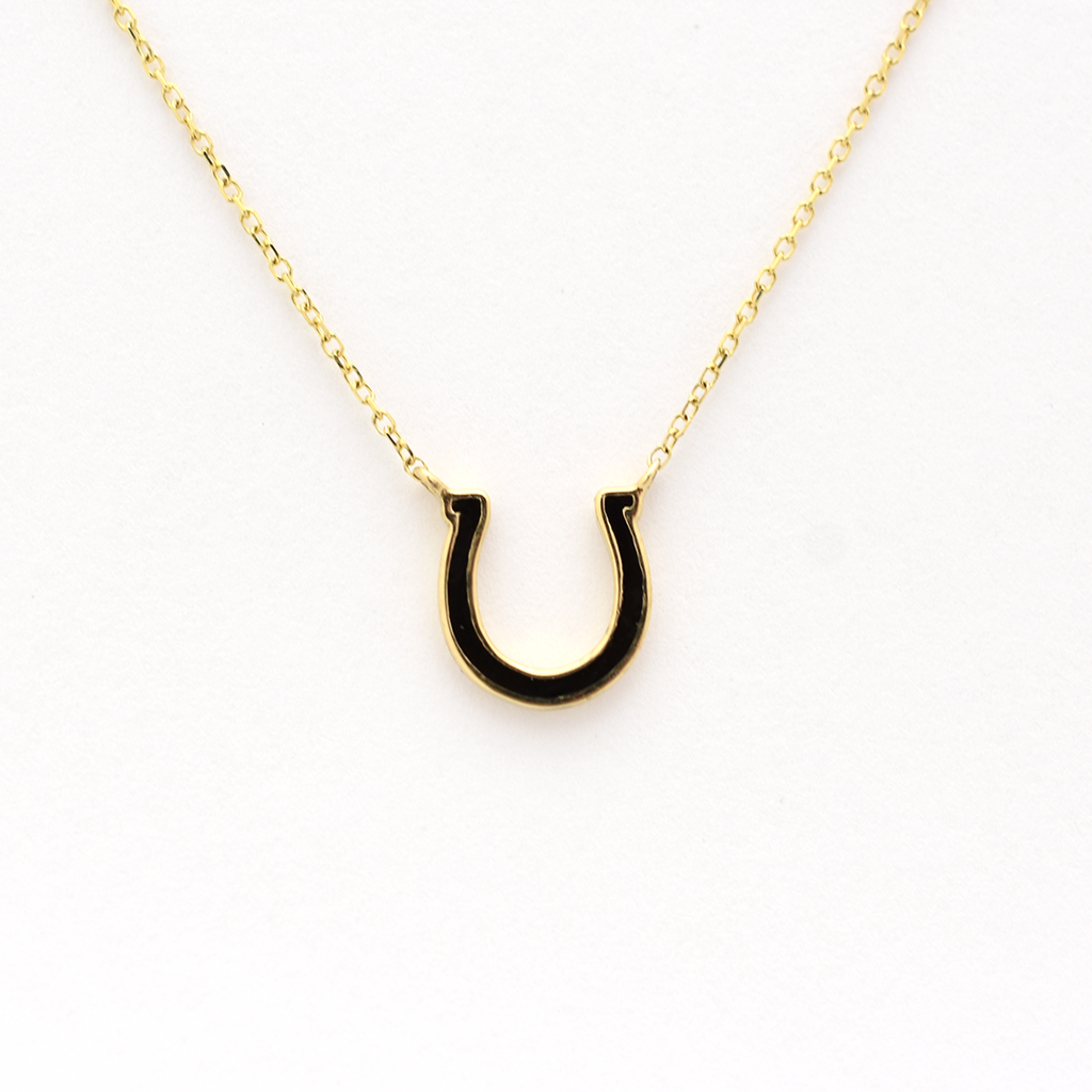 14k Black Enamel Horseshoe Necklace