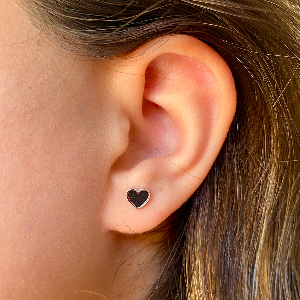 Black Heart Enamel Earrings
