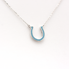 14k Blue Enamel Horseshoe Necklace