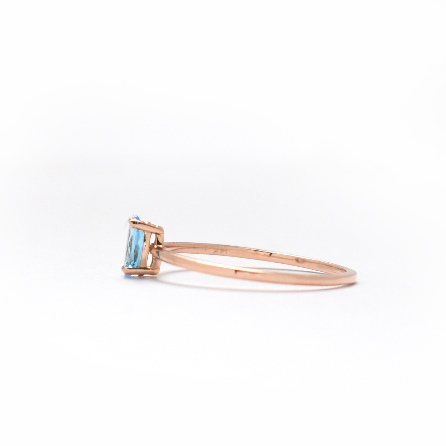 14k gold blue topaz ring , marquis shaped blue topaz