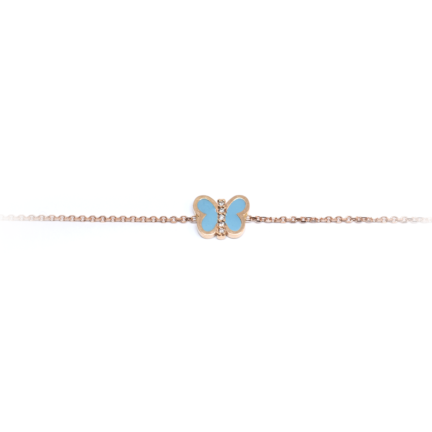 14k Blue Enamel Butterfly Bracelet