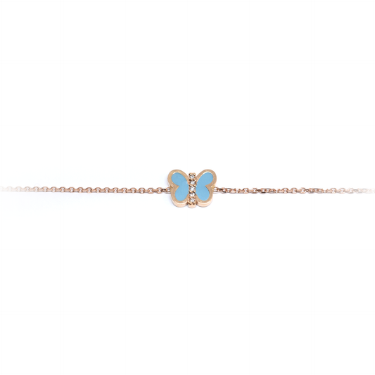 14k Blue Enamel Butterfly Bracelet