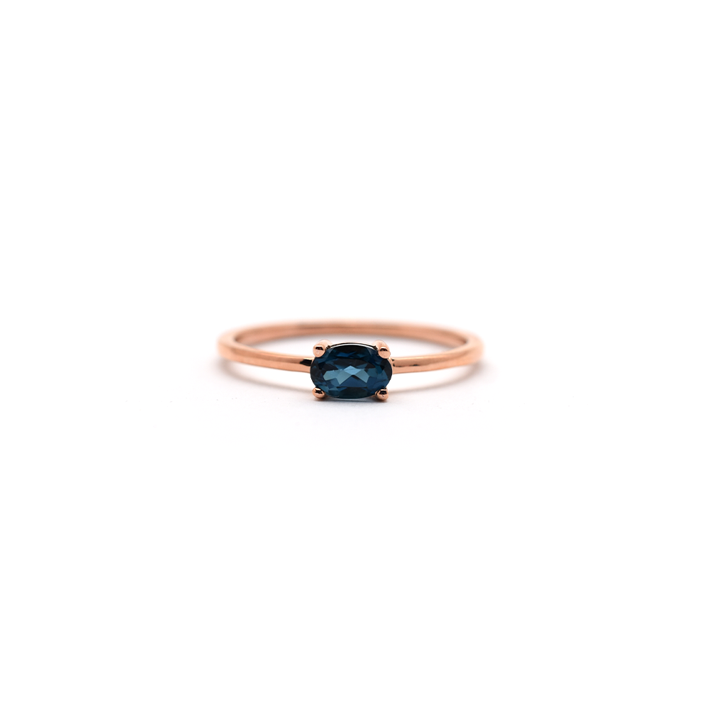 14K Gold Oval London Blue Topaz Ring