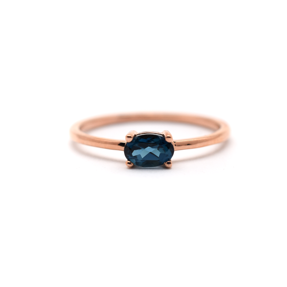 14K Gold Oval London Blue Topaz Ring