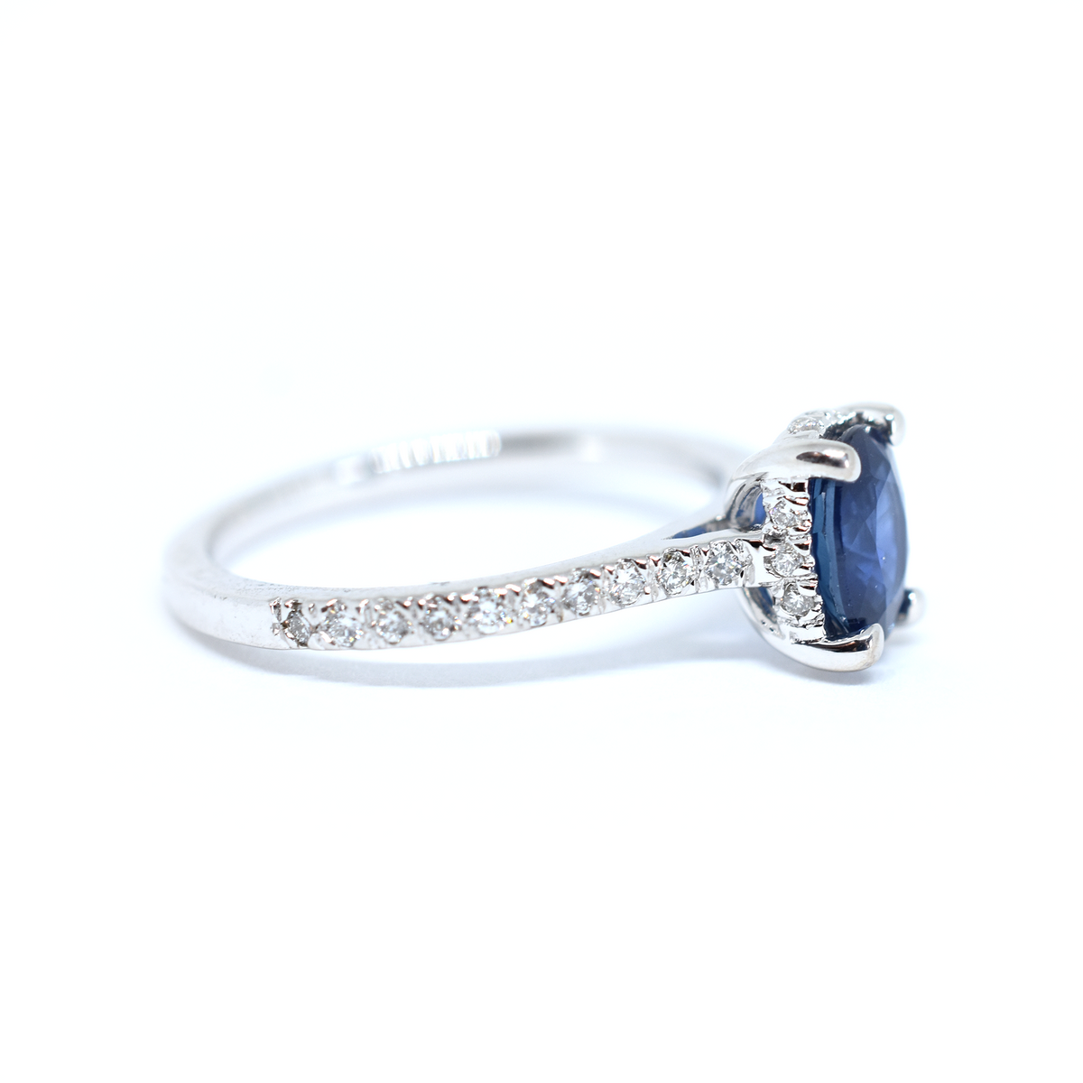 14K Gold Blue Sapphire Diamond Ring