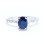 14K Gold Blue Sapphire Diamond Ring