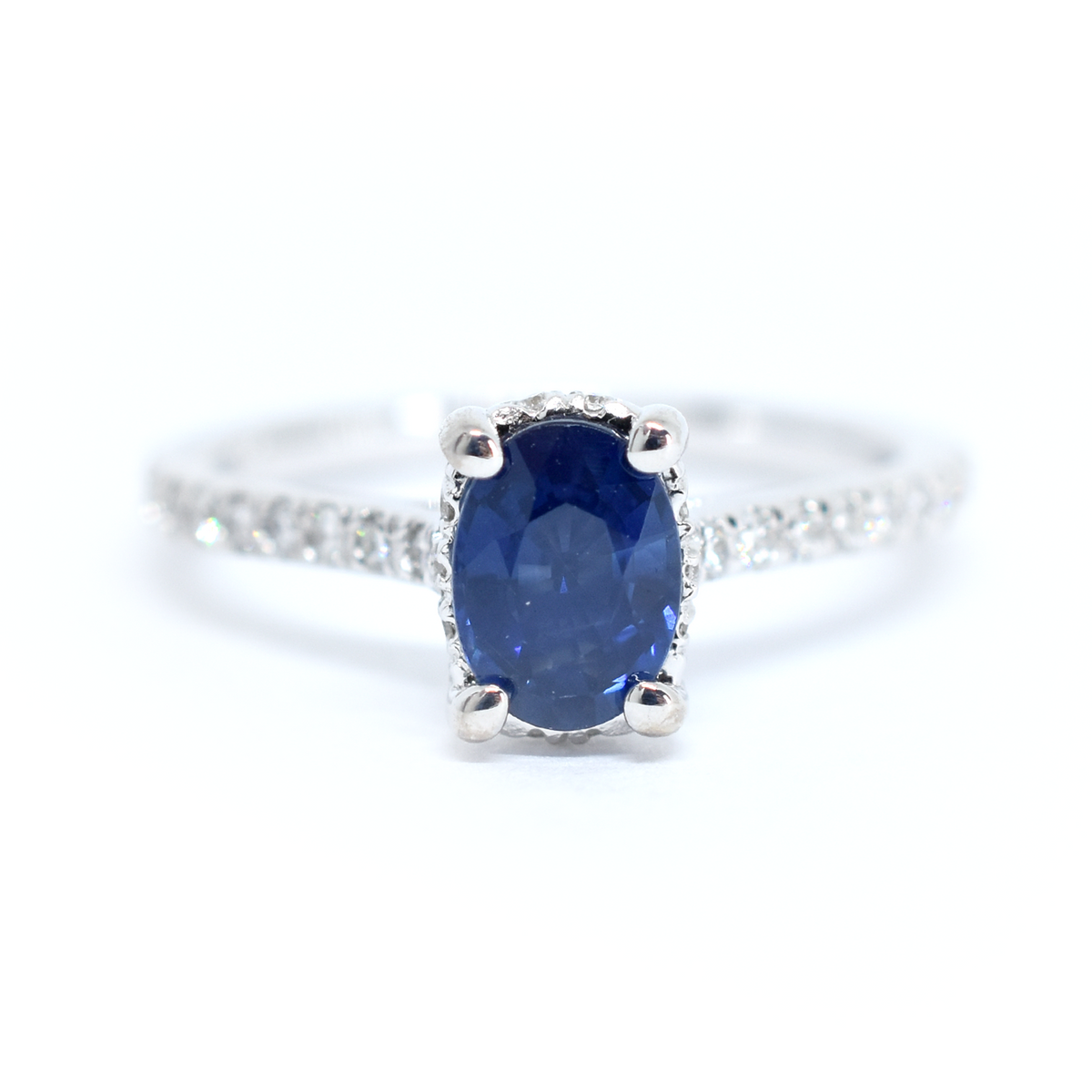 14K Gold Blue Sapphire Diamond Ring