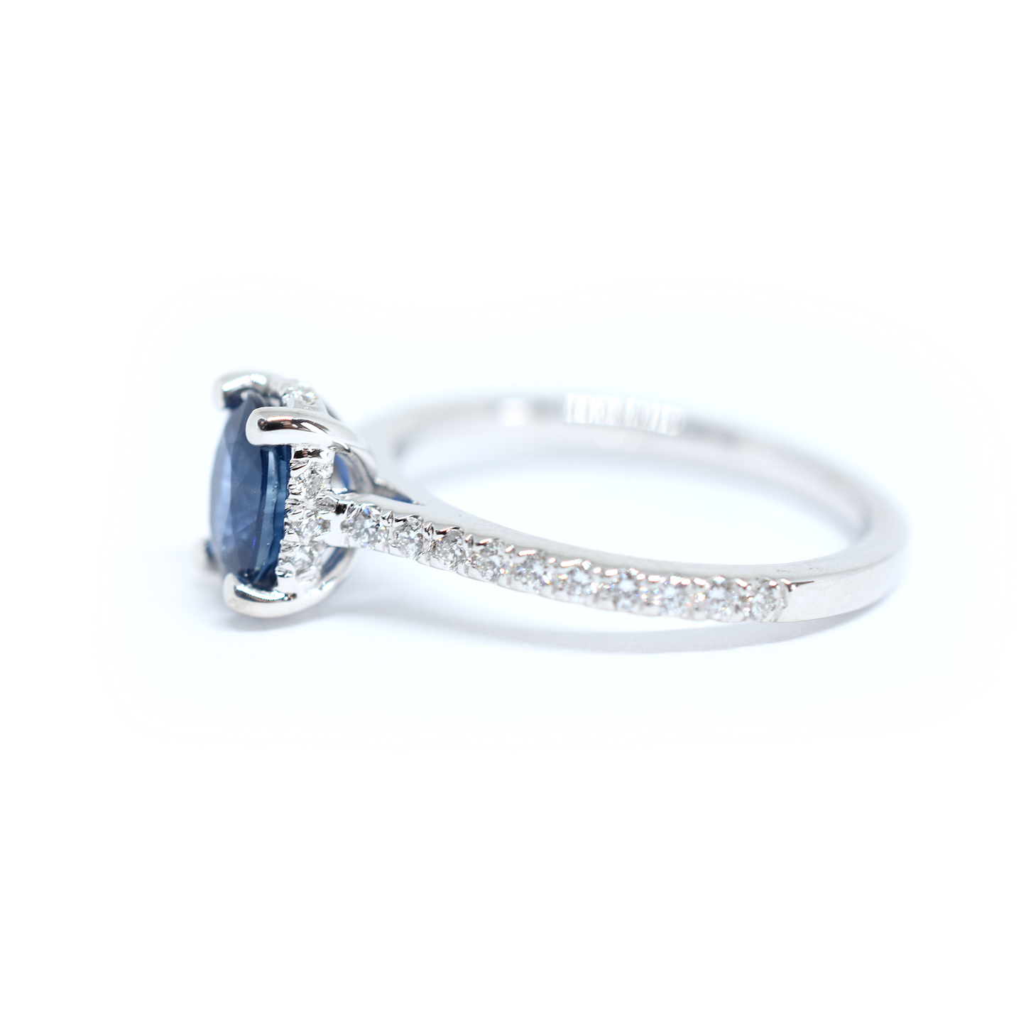 14K Gold Blue Sapphire Diamond Ring