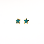14k Gold Blue Enamel Star Earrings