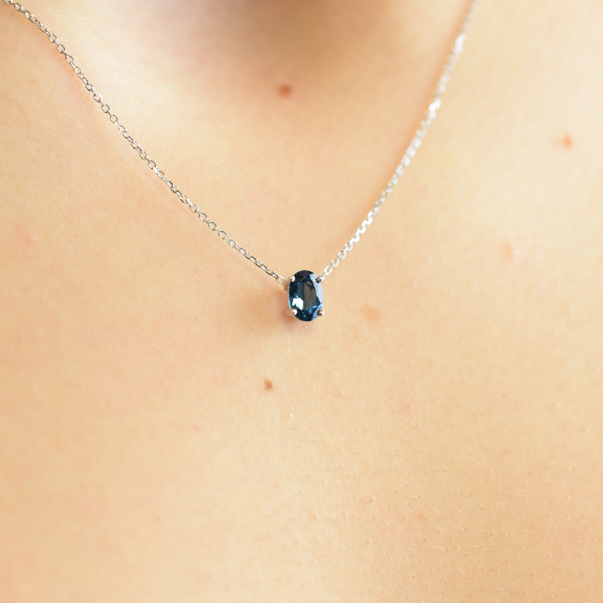 Blue Topaz Oval Necklace