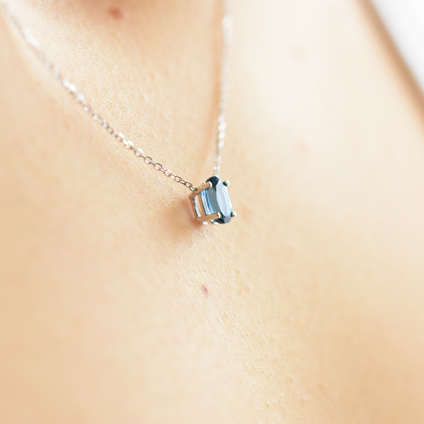 Blue Topaz Oval Necklace