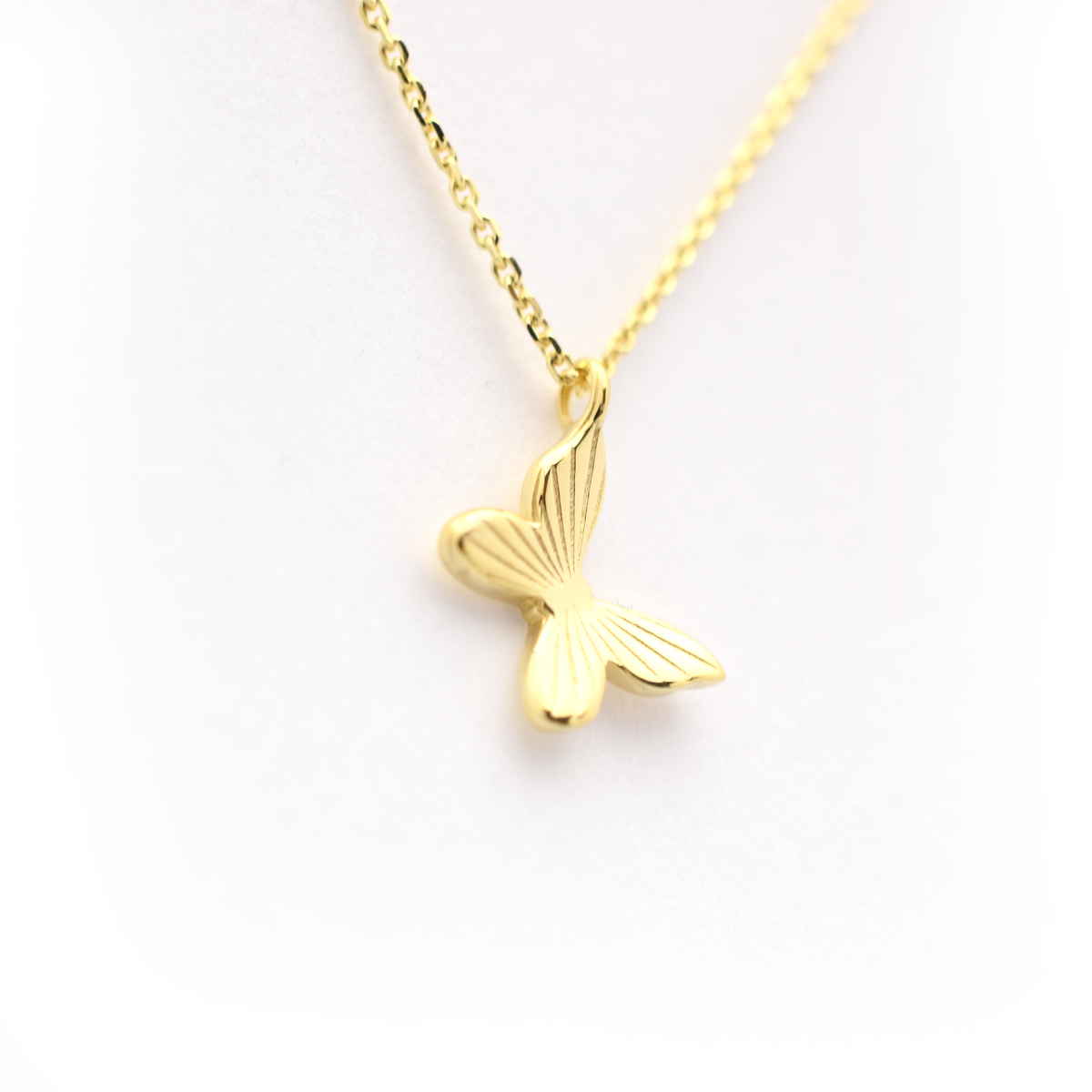 14k Gold Flying Butterfly Necklace