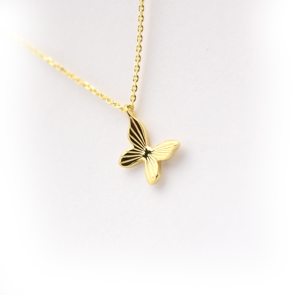 14k Gold Flying Butterfly Necklace