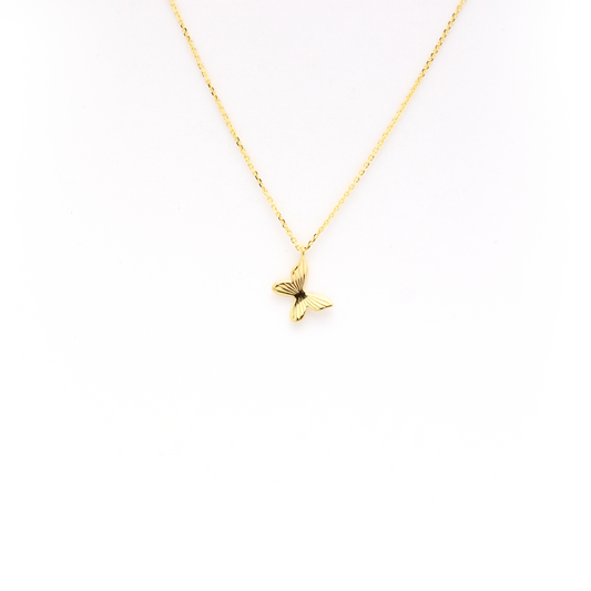 14k Gold Flying Butterfly Necklace