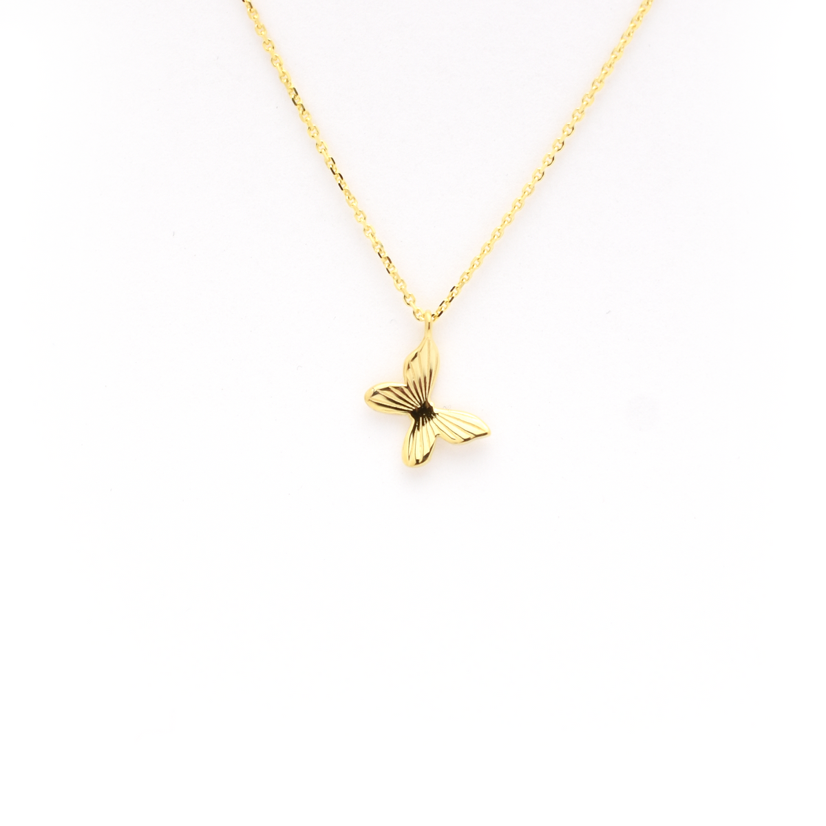 14k Gold Flying Butterfly Necklace