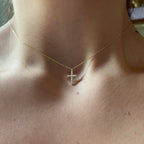 14K Yellow Gold Classic Diamond Cross