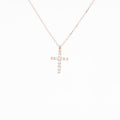 14K Rose Gold Classic Diamond Cross